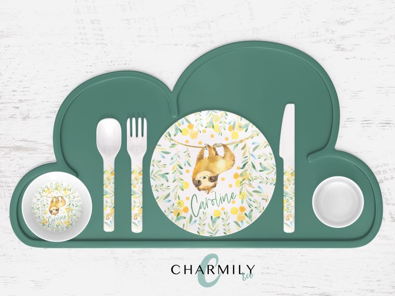 Sloth Children's Dinner Set | Personalised | Melamine | Dinnerware Separates also available!