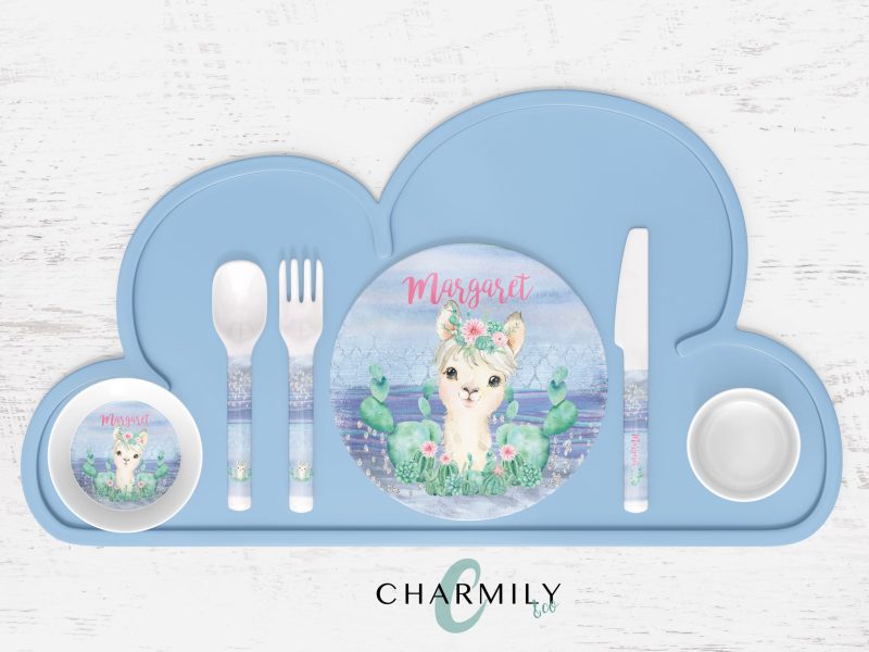 Llama Fiesta Children's Dinner Set | Personalised | Melamine | Dinnerware Separates also available!