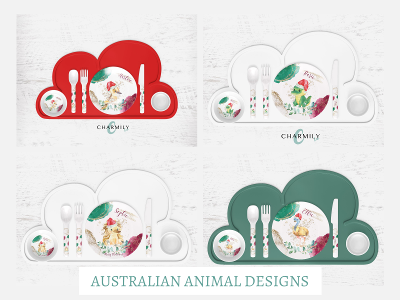 Christmas Australian Animal Children's Dinner Set | Personalised | Melamine | Dinnerware Separates also available!