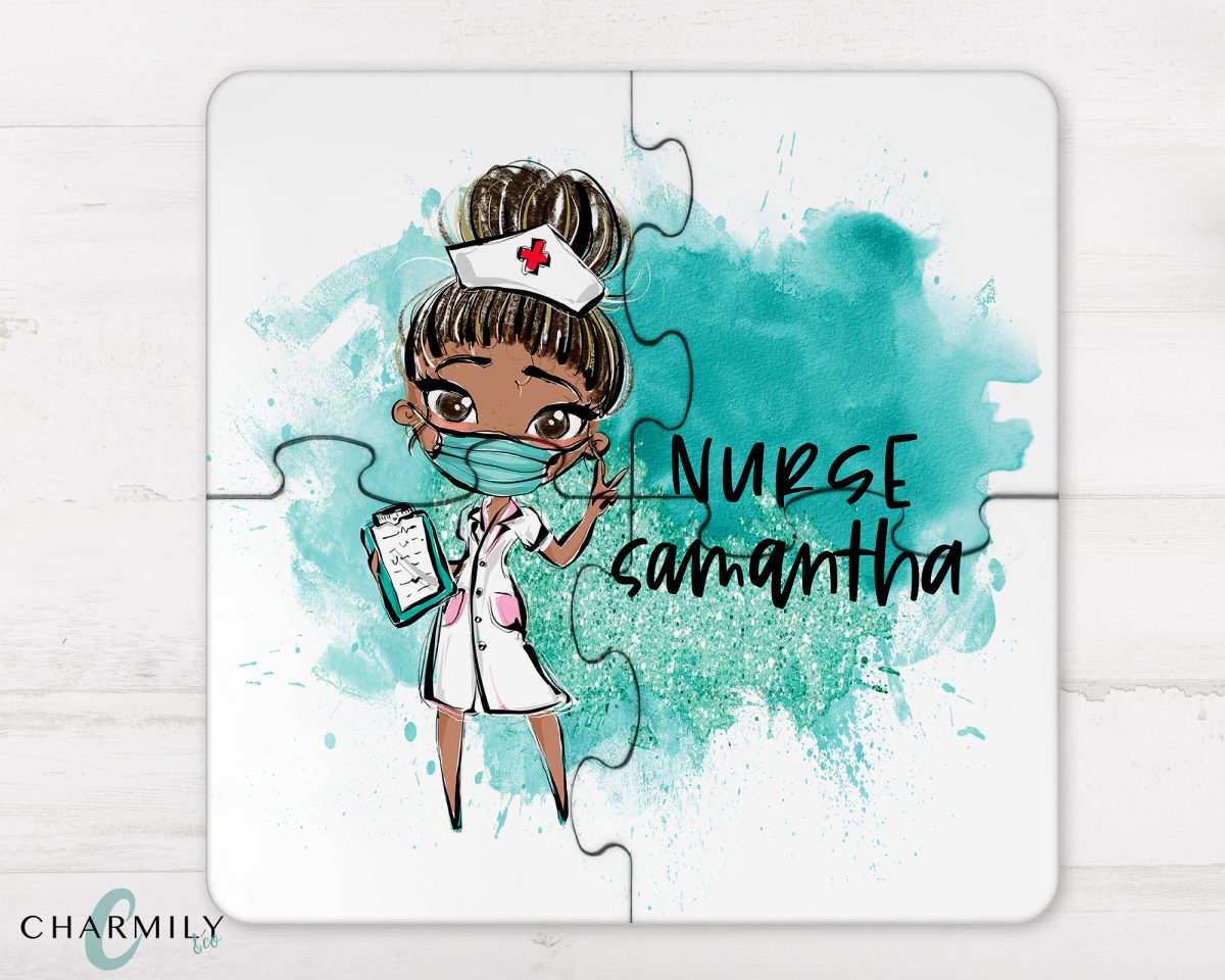 Nurse Coaster Puzzle | 4 Piece Wood Puzzle | Personalise | Doctor | Nurse | Surgeon | Gift - Image 3