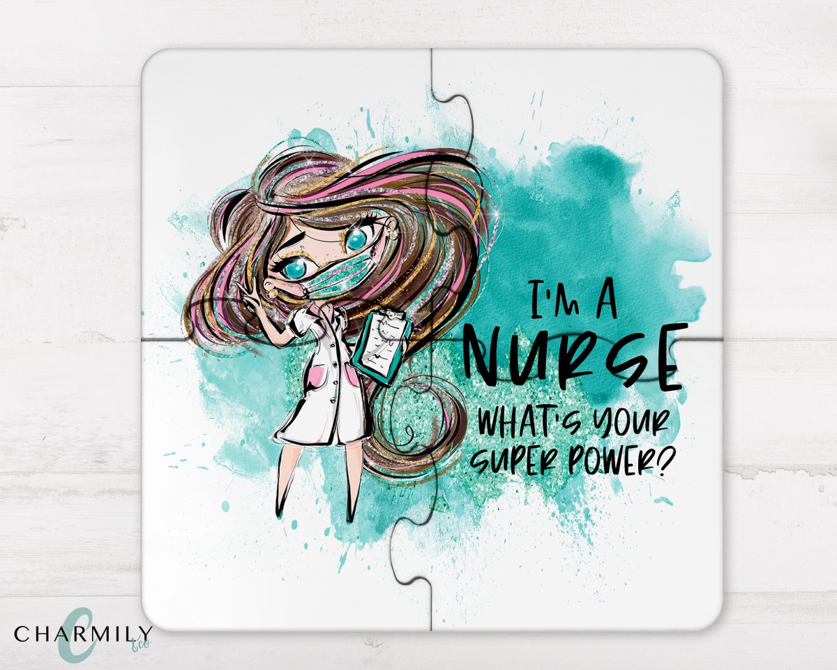 Nurse Coaster Puzzle | 4 Piece Wood Puzzle | Personalise | Doctor | Nurse | Surgeon | Gift - Image 2