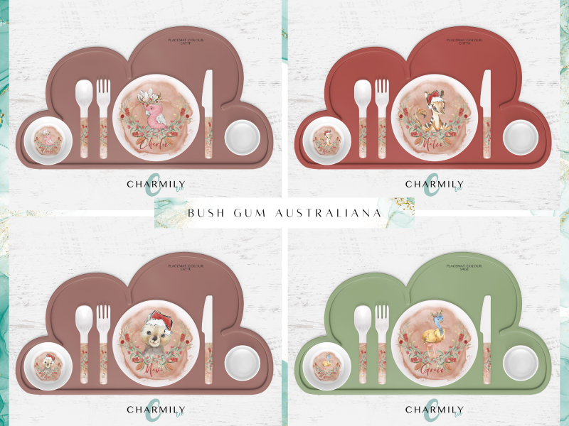 Bush Gum Australiana Christmas Children's Dinner Set | Personalised | Melamine | Dinnerware Separates also available!