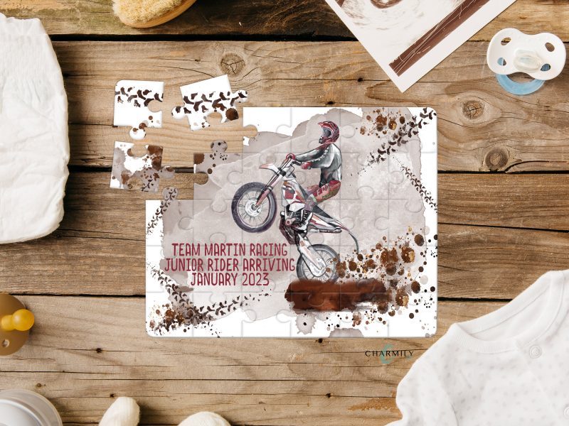 Dirtbike Madness 30 Piece Puzzle | A4 | Baby Announcement | Pregnancy | Grandparents | Sister | Aunty | Great Grandparents Pregnancy Announcement