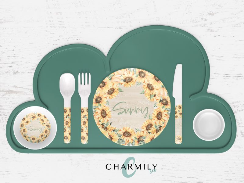 Sunflower Children's Dinner Set | Personalised | Melamine | Dinnerware Separates also available!
