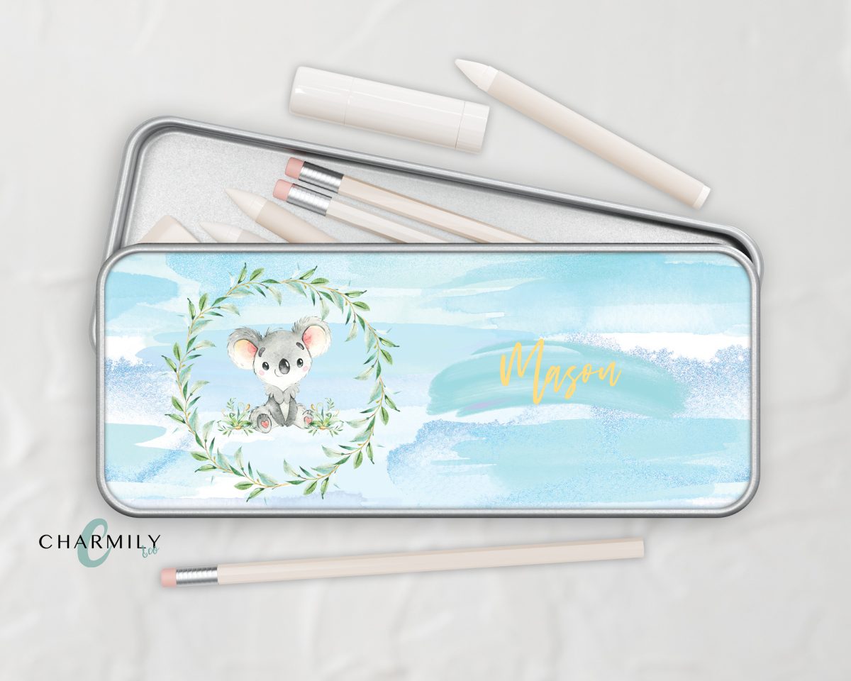 Blue Australian Animal Metal Tin | Metal Pencil Tin | Rectangle Metal Storage Box | Personalised & Non-Personalised | Desk Stationary | School Pencil Case - Image 5