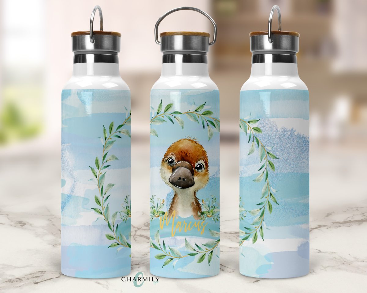 Blue Australian Animal Bamboo Lid Waterbottle | Personalised & Non-Personalised | Insulated Bottle - Image 2