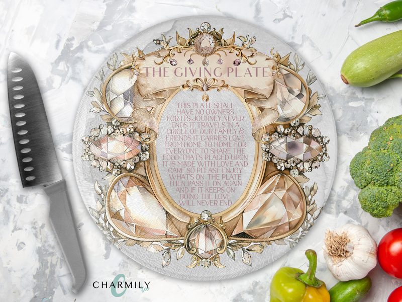 Majestic Morganite Giving Plate Round Glass Chopping Board | Family Sharing Platter