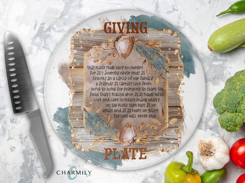 Barnwood Beauty Giving Plate Round Glass Chopping Board | Family Sharing Platter