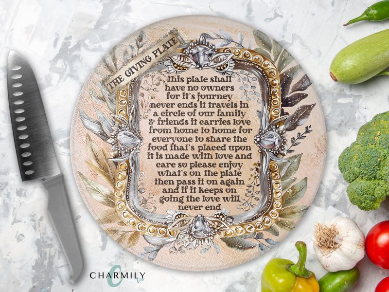Dusty Trails Giving Plate Round Glass Chopping Board | Family Sharing Platter